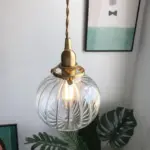 Homeko Style Retro Brass Glass Pendant Lamp