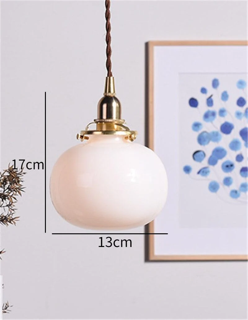 Homeko Style Retro Brass Glass Pendant Lamp -