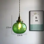 Homeko Style Retro Brass Glass Pendant Lamp