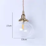 Homeko Style Retro Brass Glass Pendant Lamp