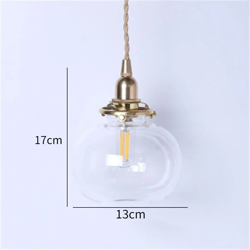 Homeko Style Retro Brass Glass Pendant Lamp -