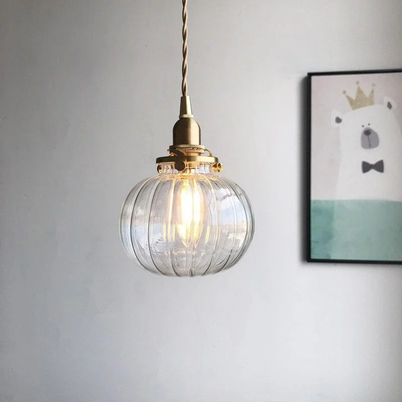 Homeko Style Retro Brass Glass Pendant Lamp -