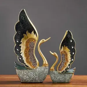 Homeko Swan Figurines, 2 Piece Set