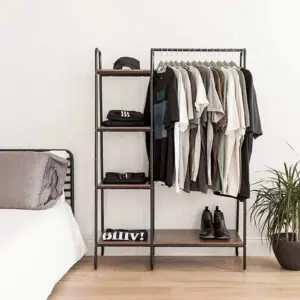 Homeko Syracuse Rustic Wood and Metal Clothes Racks