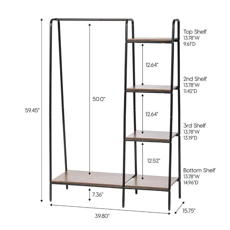 Homeko Syracuse Rustic Wood and Metal Clothes Racks -