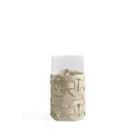 Homeko Tan Leather Abstract Cylinder Glass Vase