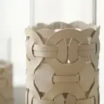 Homeko Tan Leather Abstract Cylinder Glass Vase