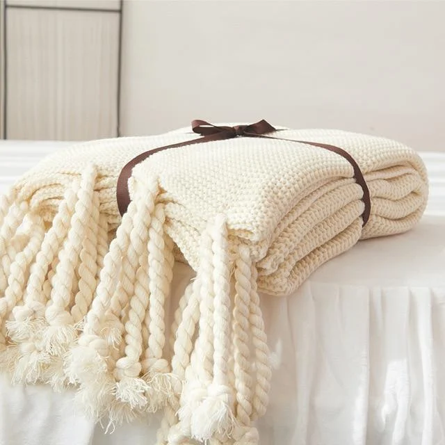 Homeko Tassel Knitted Blanket -