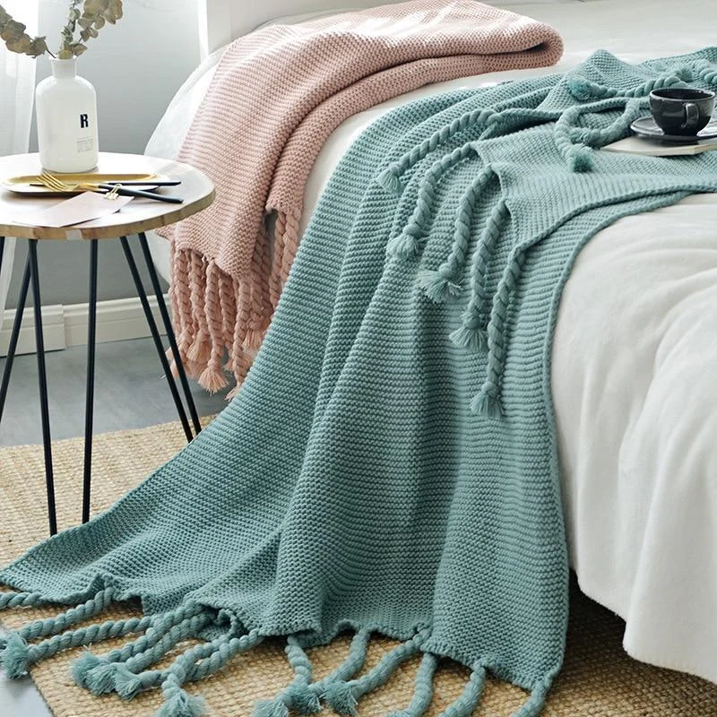 Homeko Tassel Knitted Blanket -