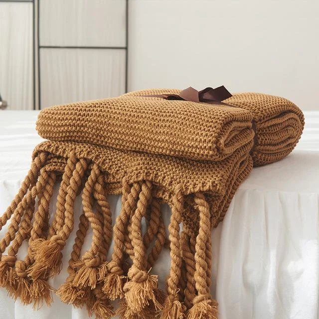 Homeko Tassel Knitted Blanket -