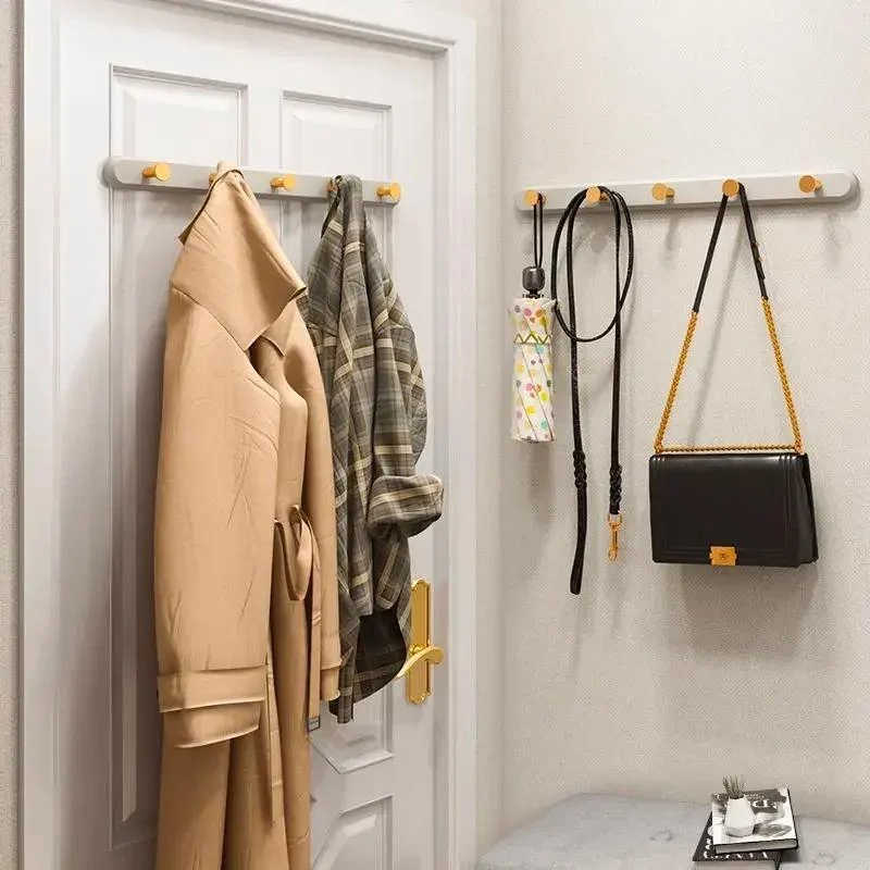 Homeko Taupe Wall Mounted Coat Rack with Hooks -