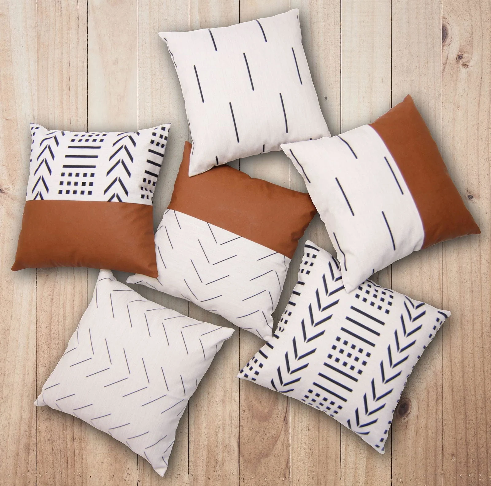 Homeko Throw Pillow Covers for Couch and Bed Set of 6 -