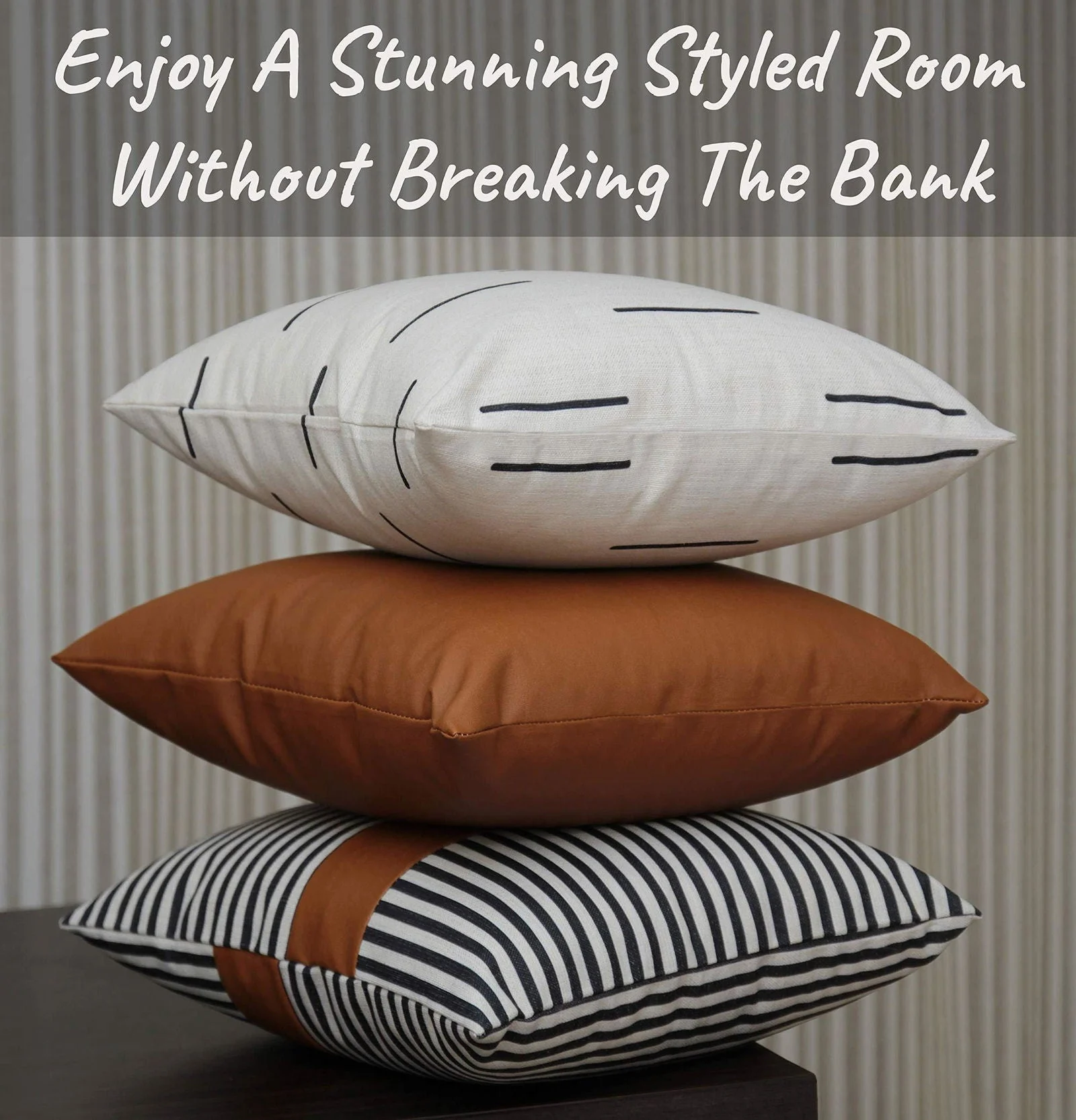 Homeko Throw Pillow Covers for Couch and Bed Set of 6 -