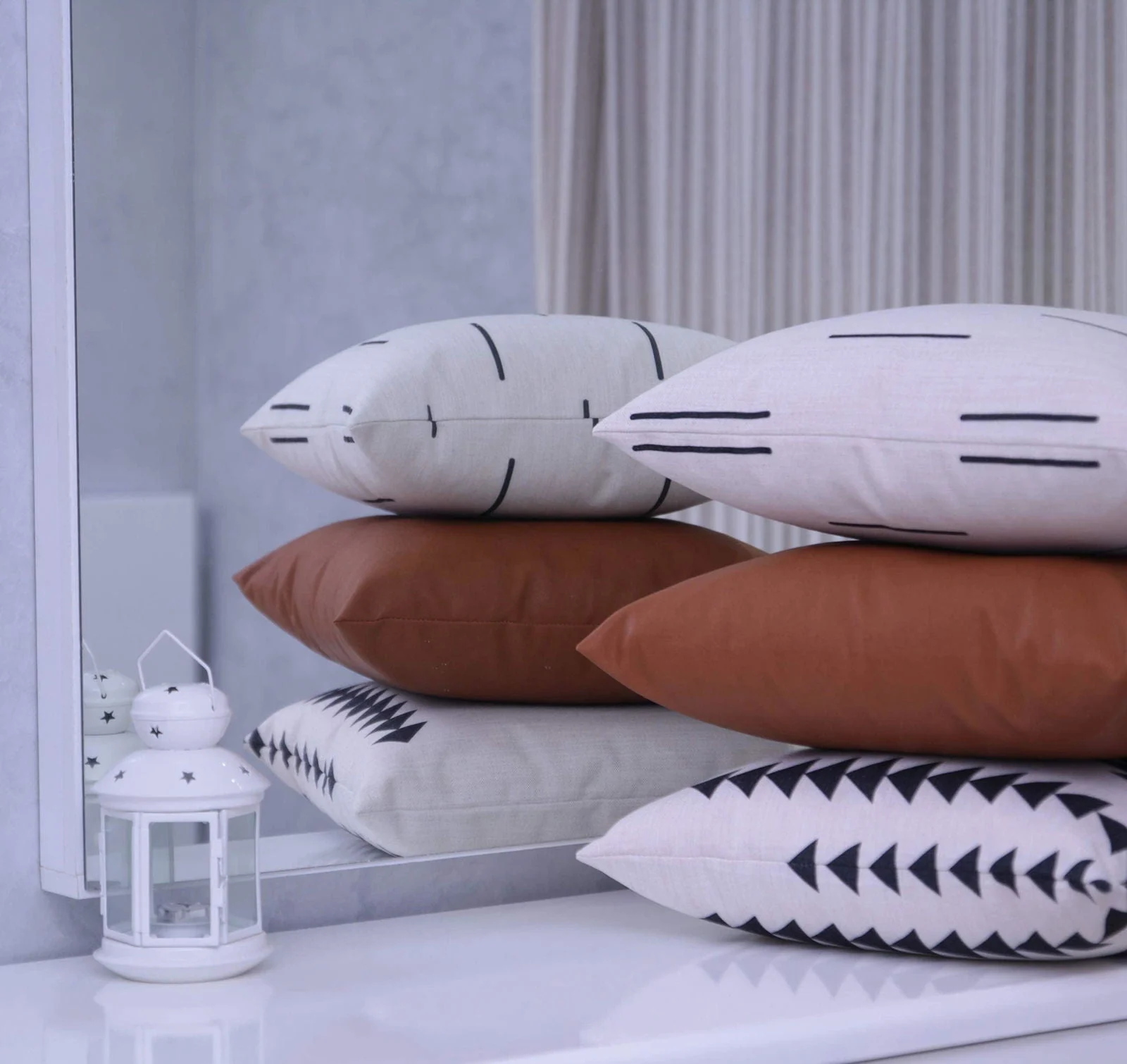 Homeko Throw Pillow Covers for Couch and Bed Set of 6 -