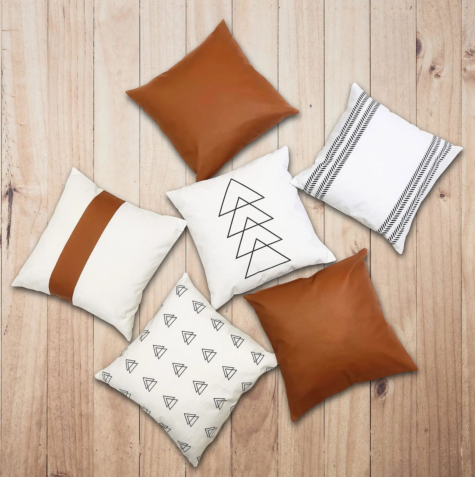 Homeko Throw Pillow Covers for Couch and Bed Set of 6 -