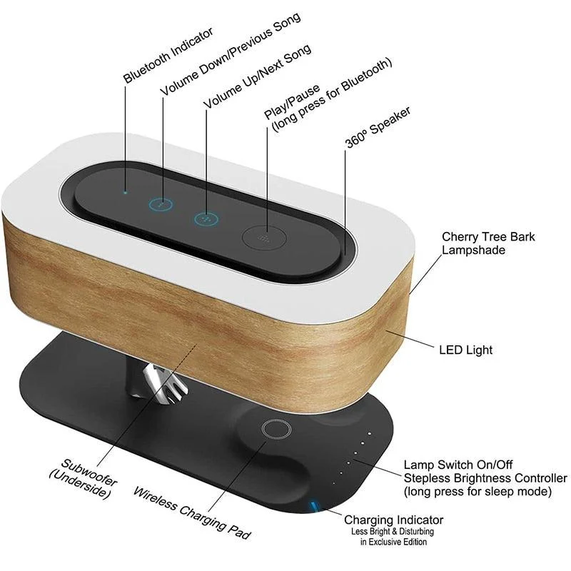 Homeko Tree Wireless Charger & Speaker Table Lamp -