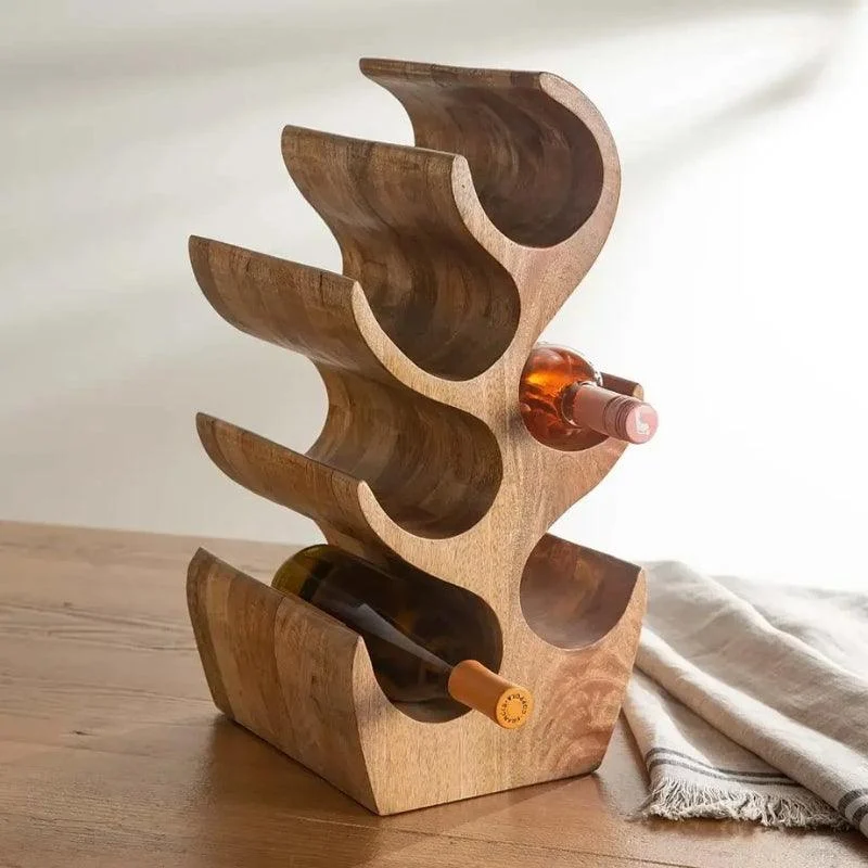 Homeko Trees Wood Table Wine Rack & Bottle Holder -