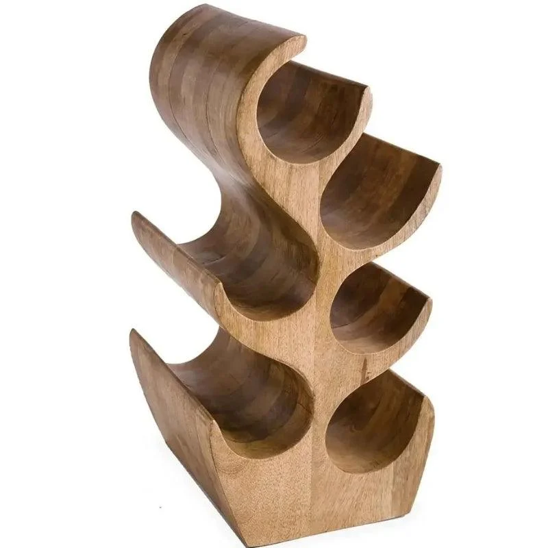 Homeko Trees Wood Table Wine Rack & Bottle Holder -