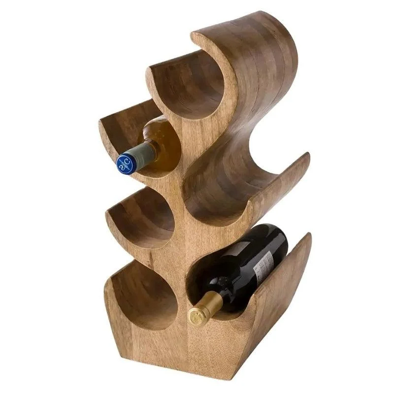 Homeko Trees Wood Table Wine Rack & Bottle Holder -