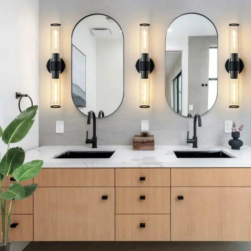 Homeko Two Bulb Glass Wall Vanity Sconce