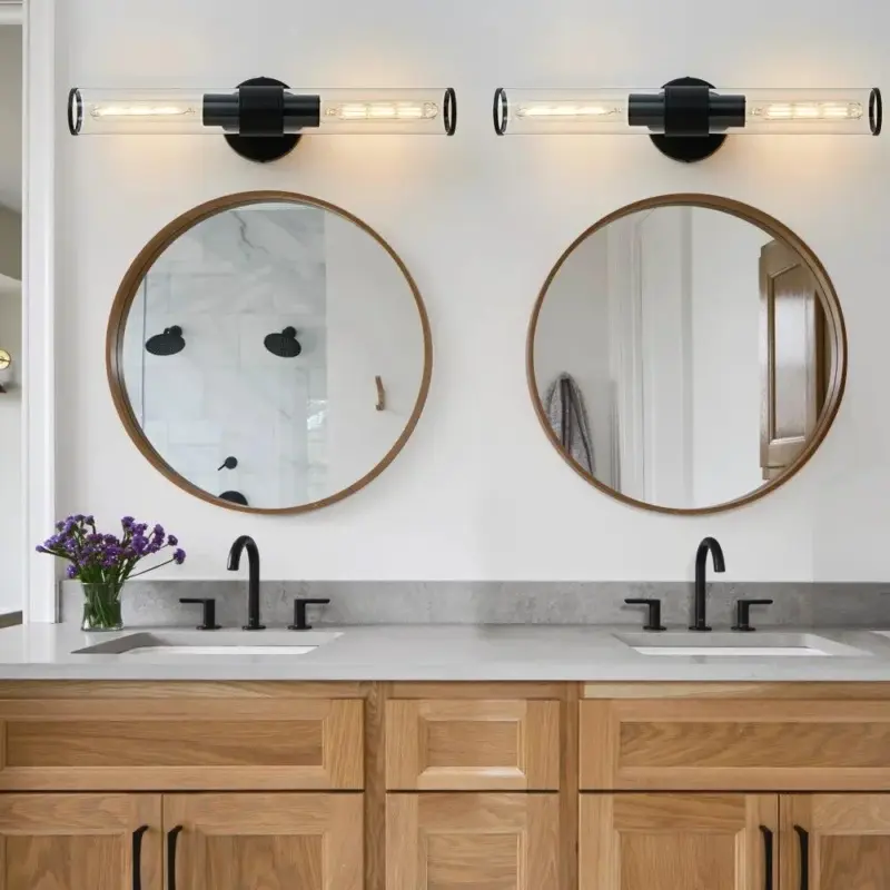 Homeko Two Bulb Glass Wall Vanity Sconce
