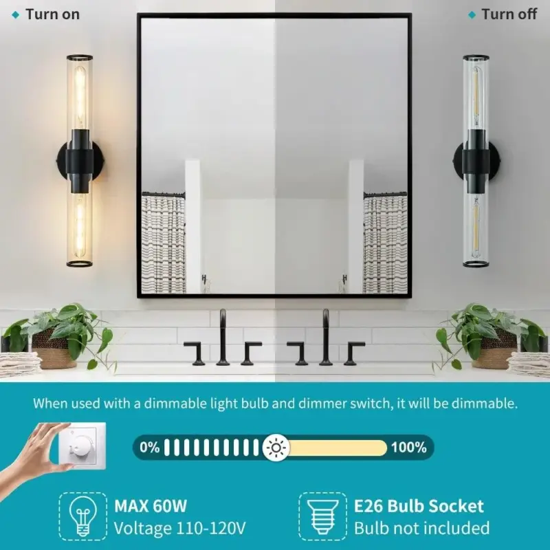 Homeko Two Bulb Glass Wall Vanity Sconce