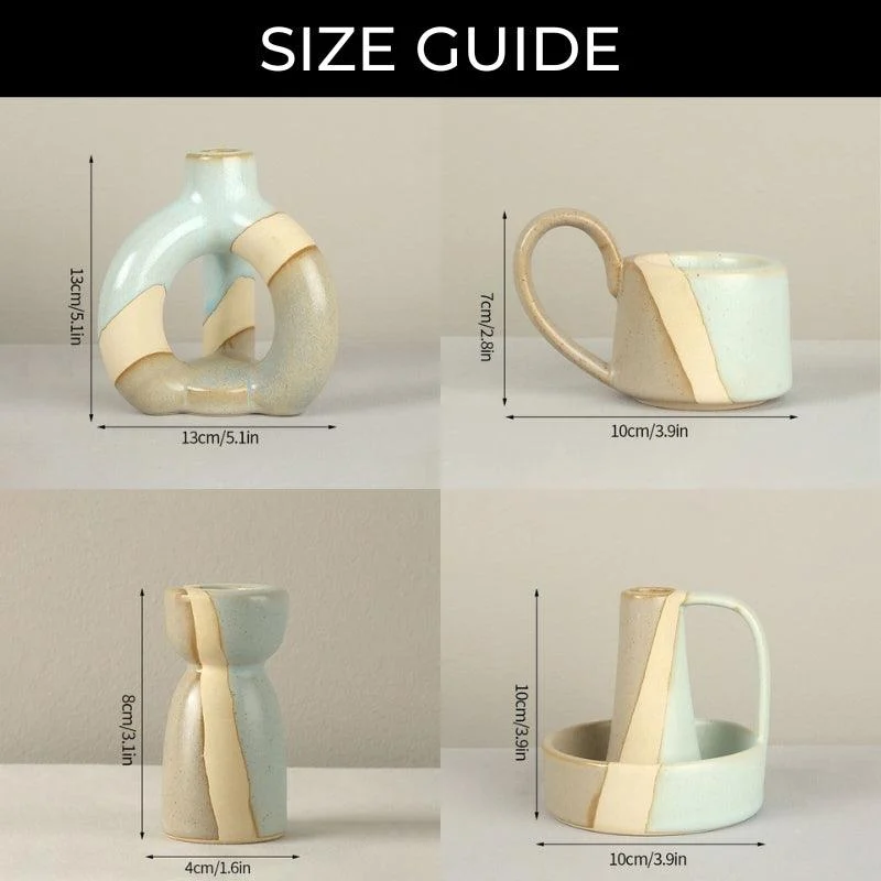 Homeko Vintage Ceramic Taper Candlestick Holders -