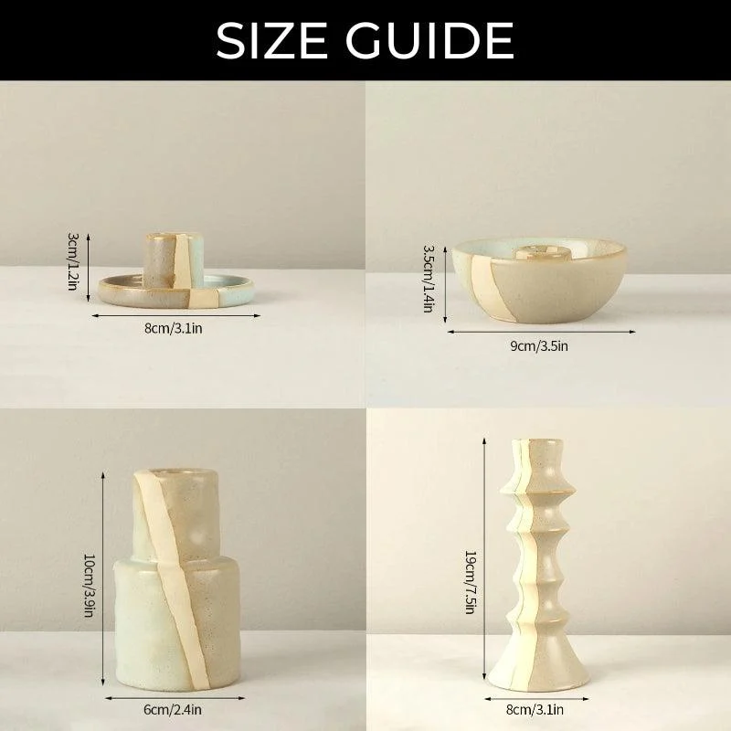 Homeko Vintage Ceramic Taper Candlestick Holders -