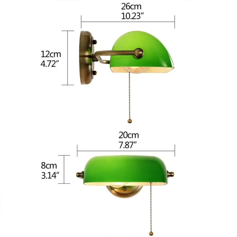 Homeko Vintage Green Banker Wall Lamp