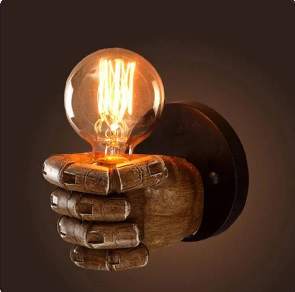 Homeko Vintage Wood Hand Model Wall Lamps -