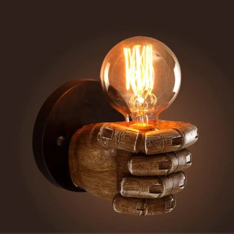 Homeko Vintage Wood Hand Model Wall Lamps