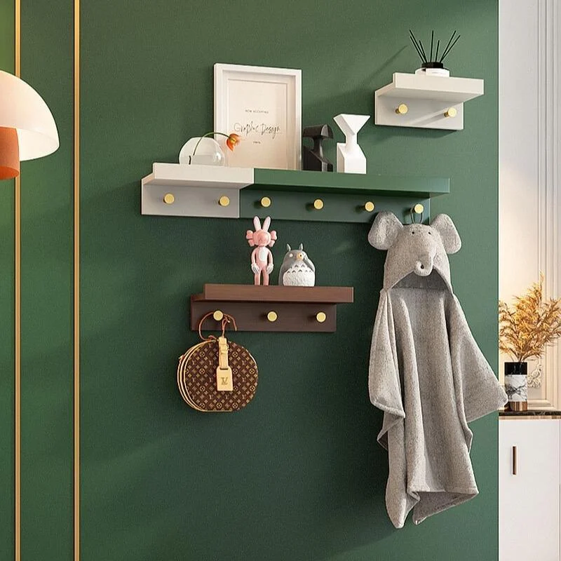 Homeko Wall Storage Shelf with Gold Hooks -