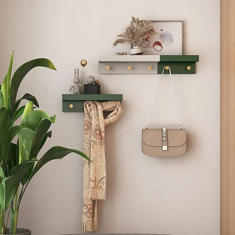 Homeko Wall Storage Shelf with Gold Hooks -