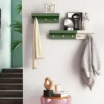 Homeko Wall Storage Shelf with Gold Hooks