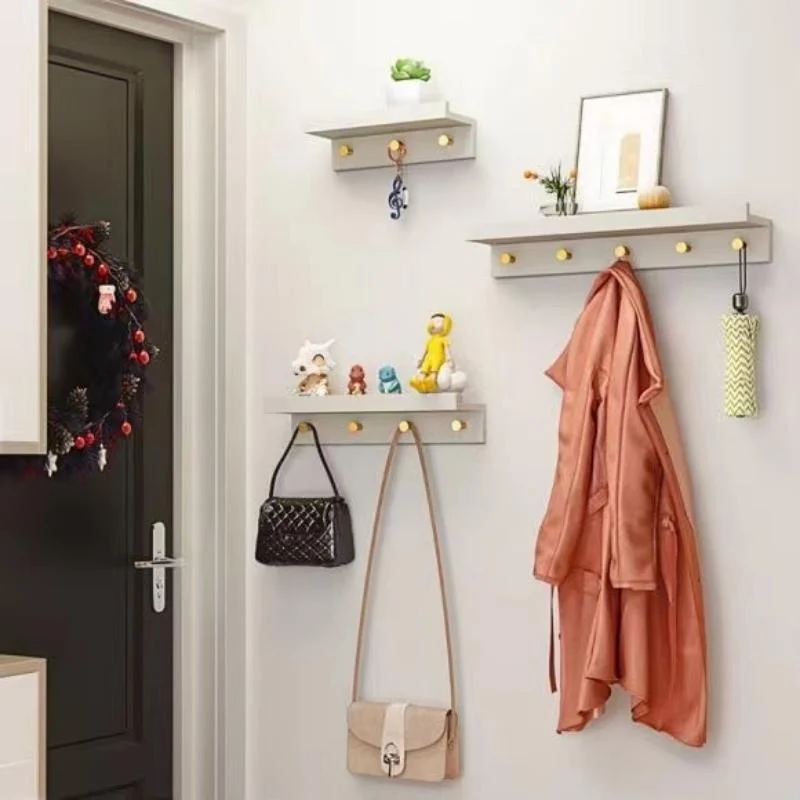 Homeko Wall Storage Shelf with Gold Hooks -