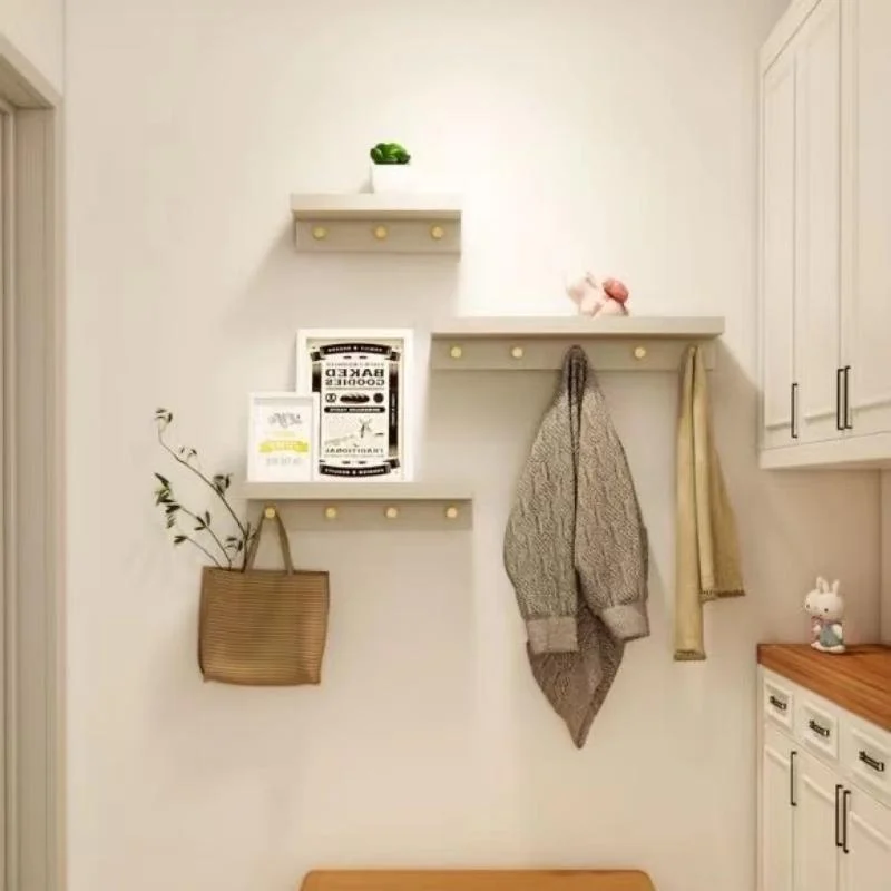 Homeko Wall Storage Shelf with Gold Hooks -