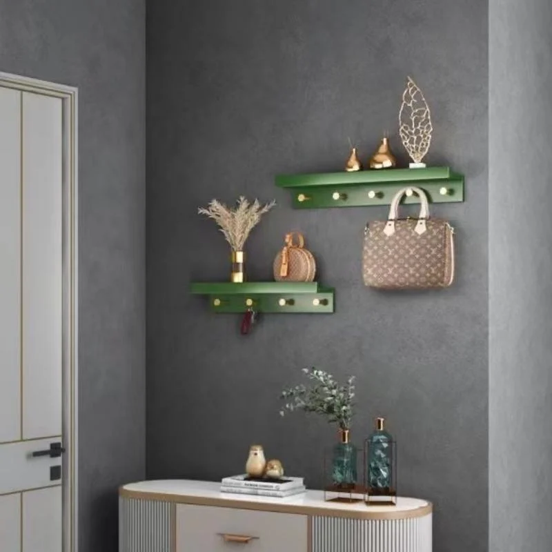 Homeko Wall Storage Shelf with Gold Hooks -