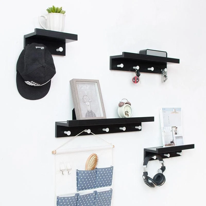 Homeko Wall Storage Shelf with Hooks -