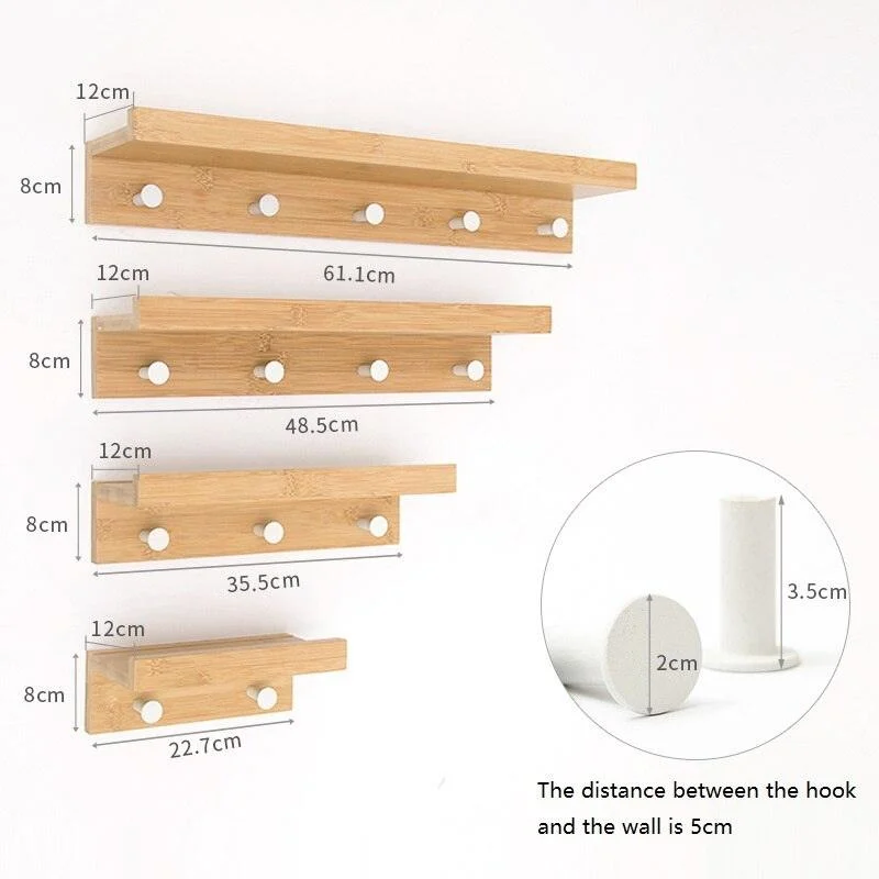 Homeko Wall Storage Shelf with Hooks -