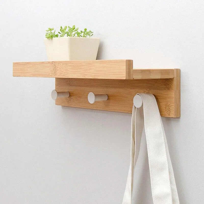 Homeko Wall Storage Shelf with Hooks -