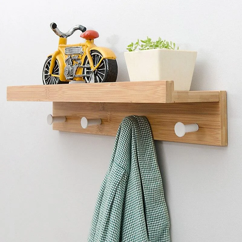 Homeko Wall Storage Shelf with Hooks -