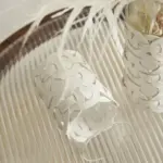 Homeko White Leather Abstract Cylinder Glass Vase