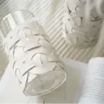 Homeko White Leather Abstract Cylinder Glass Vase