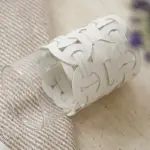 Homeko White Leather Abstract Cylinder Glass Vase