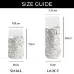 Homeko White Leather Abstract Cylinder Glass Vase