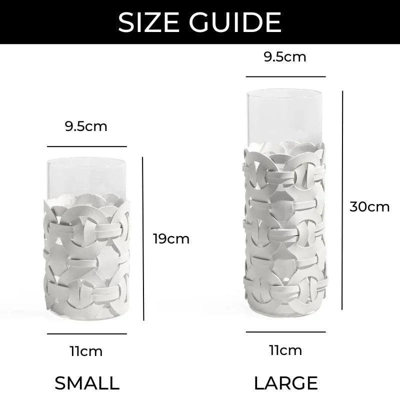 Homeko White Leather Abstract Cylinder Glass Vase -