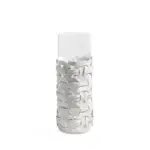 Homeko White Leather Abstract Cylinder Glass Vase
