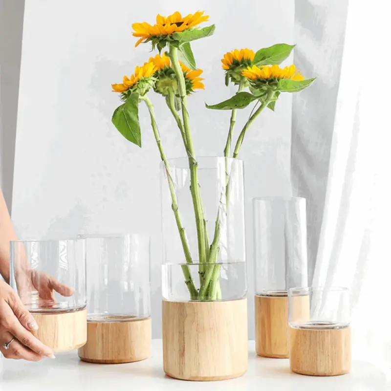Homeko Wood Base Vases