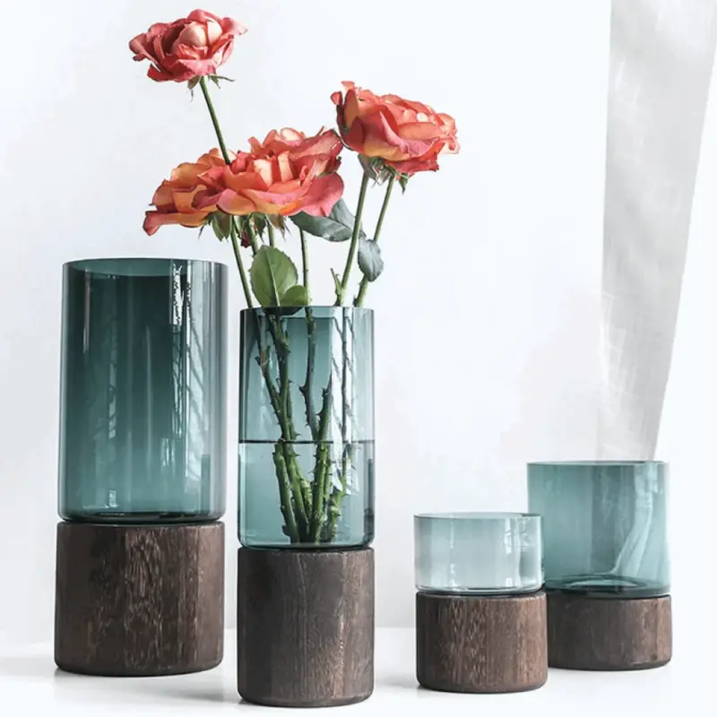 Homeko Wood Base Vases