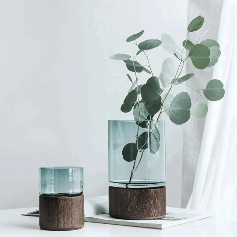 Homeko Wood Base Vases